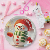 Blijde Sneeuwman Papieren Bordje (Feest)