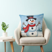 Blijde Sneeuwman Winter Festief Knus Kerstmis Kussen (Stoel)