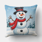 Blijde Sneeuwman Winter Festief Knus Kerstmis Kussen (Achterkant)