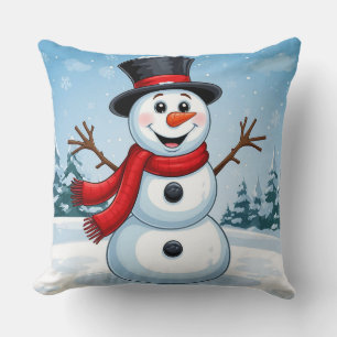 Blijde Sneeuwman Winter Festief Knus Kerstmis Kussen