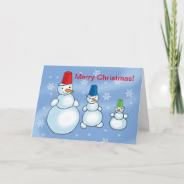 Blijde sneeuwmannen wensen je prettig kerstfeest kaart