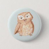 Blijde Uil Waterverf Ronde Button 5,7 Cm (Voorkant)