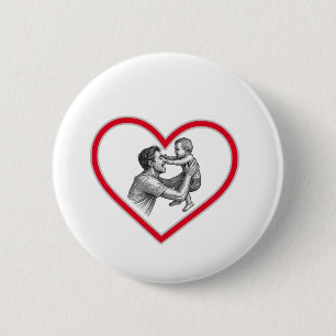 Blijde Vaderdom - Illustratie van papa en babyhart Ronde Button 5,7 Cm