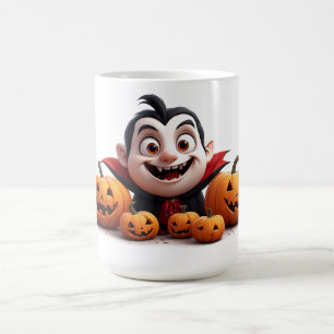 Blijde Vampierjongen Met Halloween Pompoenen 🎃 Koffiemok