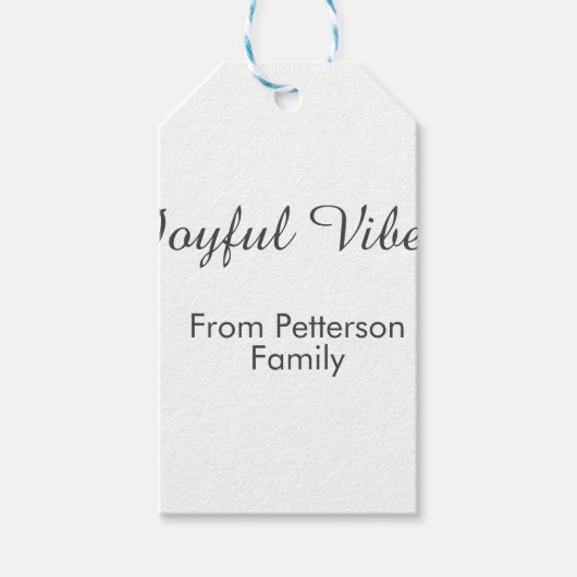 Blijde vibraties rode Kerst met familienaam datum Cadeaulabel (Voorkant)