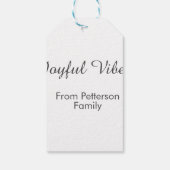 Blijde vibraties rode Kerst met familienaam datum Cadeaulabel (Achterkant)