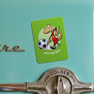 Blijde Voetbalster Gecko Trapper Voetbal Cartoon Magneet