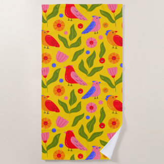 Blijde Vogels Komen Samen Vrolijk  Strandlaken