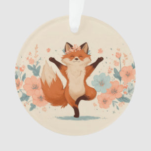 Blijde Vos met Bloemen – Schattige Fantasievolle D Ornament