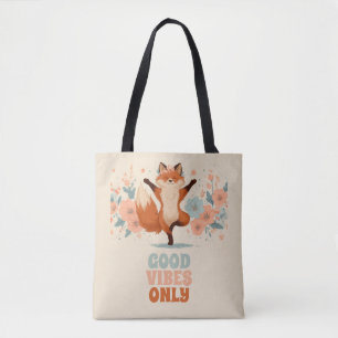 Blijde Vos met Bloemen – Schattige Fantasievolle D Tote Bag