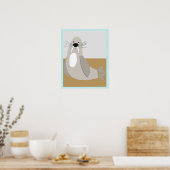 Blijde Walrus Kleurenblok Poster (Keuken)