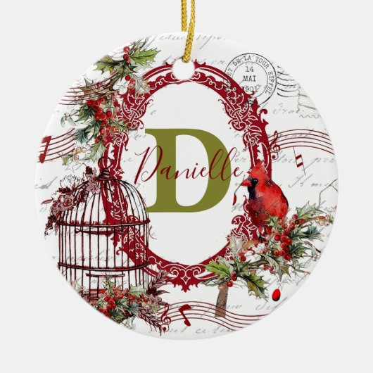 Blijde wereld gepersonaliseerd keramisch ornament (Voorkant)