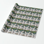 Blijde Witte Gans In een Spatpad Cadeaupapier (Uitgerold)