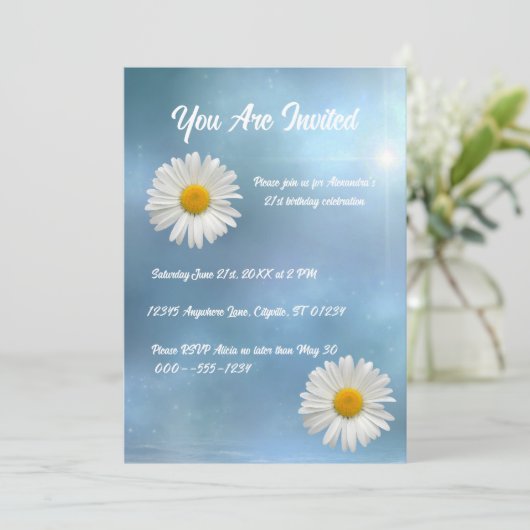 Blijde Witte Madeliefje Kaart (Staand voorkant)