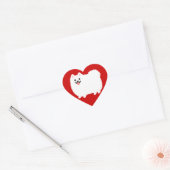 Blijde Witte Pomeranian Hart Sticker (Envelop)