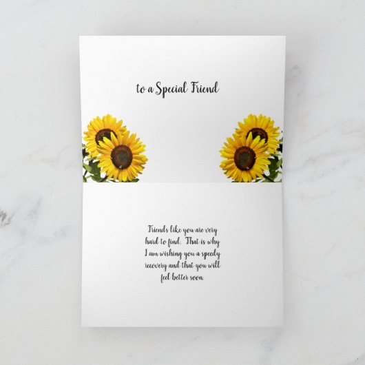 Blijde Zonnebloem Beterschap Vriend Kaart (Binnen)