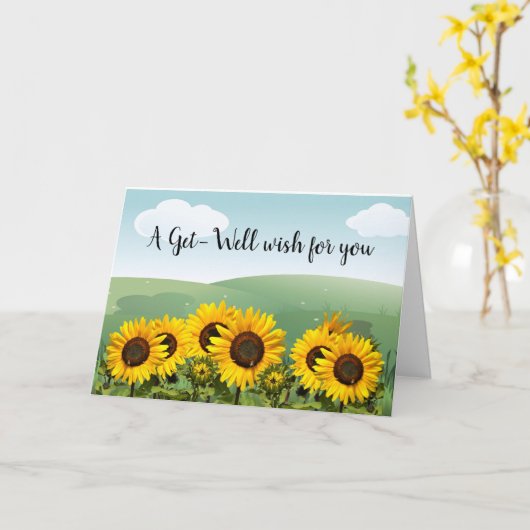 Blijde Zonnebloem Beterschap Vriend Kaart (Gele Bloem)