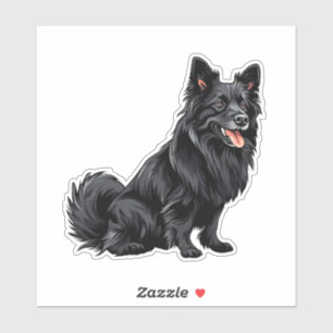 Blijde Zwarte Hond Zit Sticker