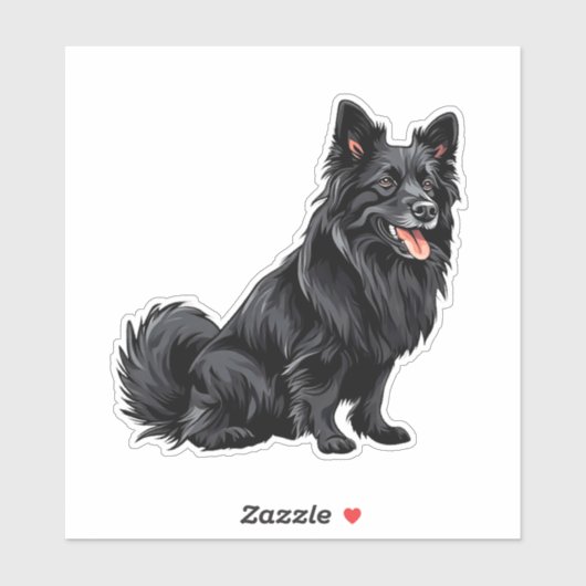 Blijde Zwarte Hond Zit Sticker (Vel)