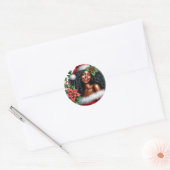 Blijde Zwarte Vrouw Kerstmis Ronde Sticker (Envelop)