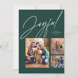 Blijdrie foto groen familie Kerstmis Feestdagenkaart