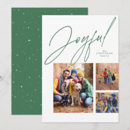 Blijdrie foto groene familie Kerstvakantie  Feestdagenkaart