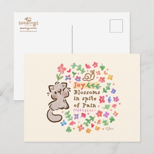 Blijdschap Bloeit Ondanks Pijn - Pebble het Kitten Briefkaart (Voorkant / Achterkant)