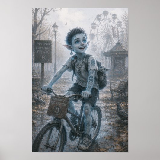 Blijdschap / Fietser / Leeg Park Poster (Voorkant)