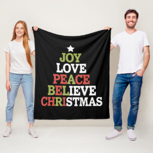 Blijdschap Liefde Vrede Geloof Kerstboom Familie Fleece Deken