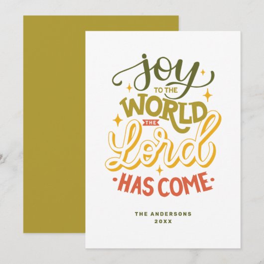Blijdschap voor de wereld, de Heer is gekomen. Ker Feestdagenkaart (Voorkant / Achterkant)