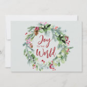 Blijdschap voor de Wereld Waterverf Winter Krans Feestdagenkaart (Voorkant)