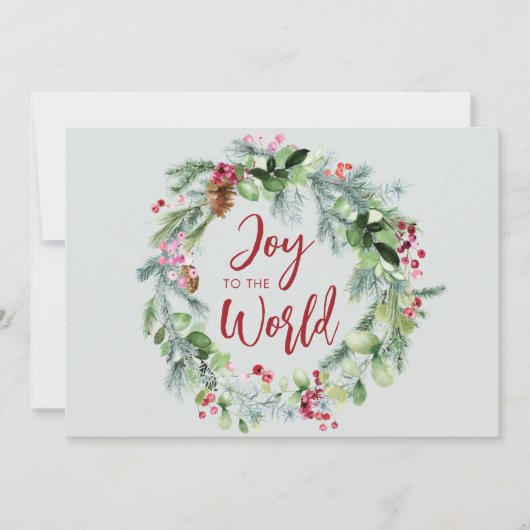 Blijdschap voor de Wereld Waterverf Winter Krans Feestdagenkaart (Voorkant)