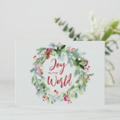 Blijdschap voor de Wereld Waterverf Winter Krans Feestdagenkaart (Staand voorkant)