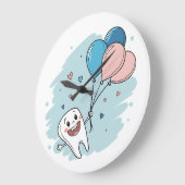 Blije Cartoon Tand met Ballonnen – Tandheelkundige Grote Klok (Hoek)