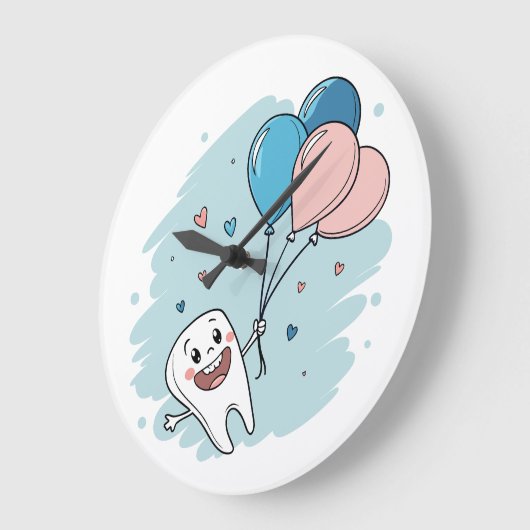 Blije Cartoon Tand met Ballonnen – Tandheelkundige Grote Klok (Hoek)