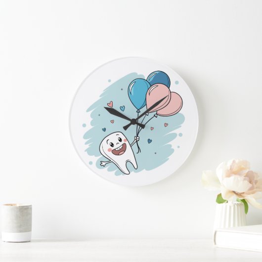 Blije Cartoon Tand met Ballonnen – Tandheelkundige Grote Klok (Huis)