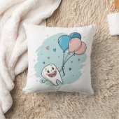 Blije Cartoon Tand met Ballonnen – Tandheelkundige Kussen (Deken)