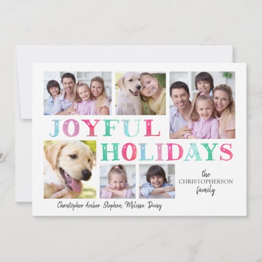 BLIJE FEESTDAGEN Pastel 6 Fotocollage Feestdagenkaart (Voorkant)