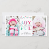 BLIJE FEESTDAGEN | Pastel Holiday Lights 2 foto's Feestdagenkaart (Voorkant)