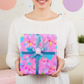 Blije glijdende harten en sterren cadeaupapier