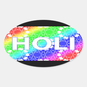 blije holi : festival van kleur en lente ovale sticker
