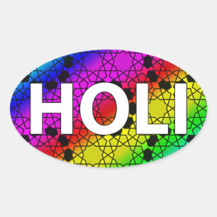 blije holi : festival van kleur en lente ovale sticker