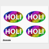 blije holi : festival van kleur en lente ovale sticker (Vel)