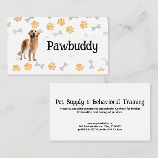 blije hond | Paw Prints en Botten Visitekaartje (Voorkant / Achterkant)