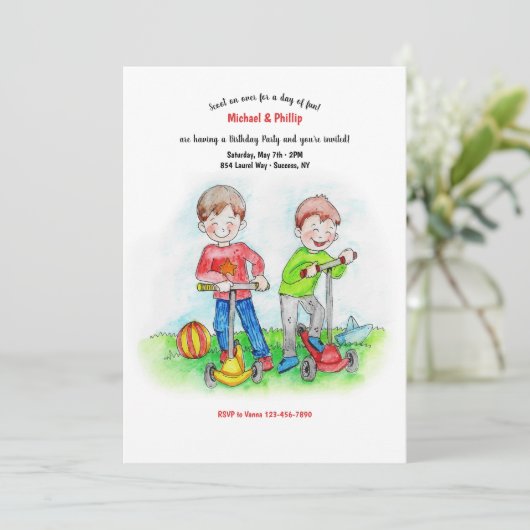 Blije Jongens Aan Het Spelen Kaart (Staand voorkant)