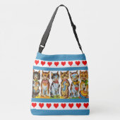 blije katten en harten afdrukken crossbody tas (Achterkant)