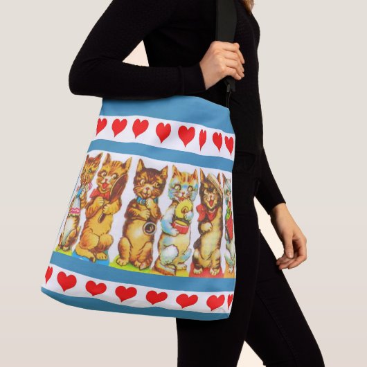 blije katten en harten afdrukken crossbody tas (Dichtbij)