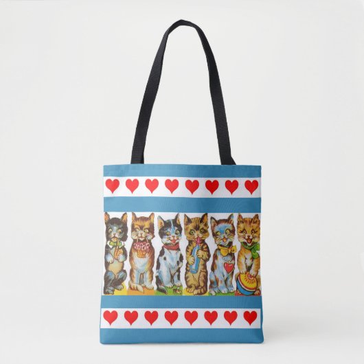 blije katten en harten afdrukken tote bag (Voorkant)