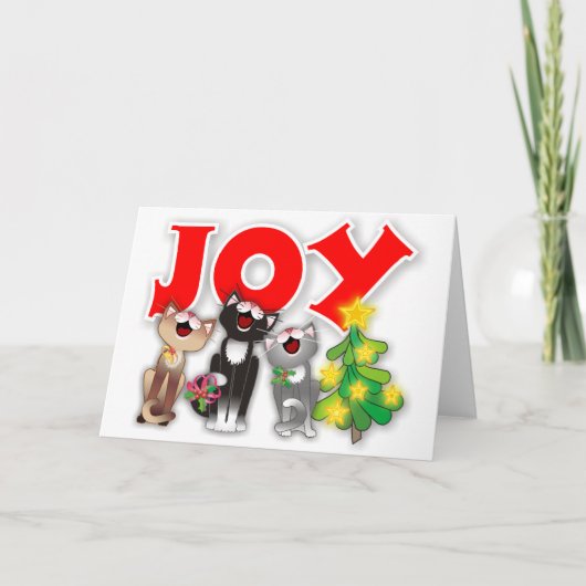 Blije Katten Feestdagen Kaart (Voorkant)