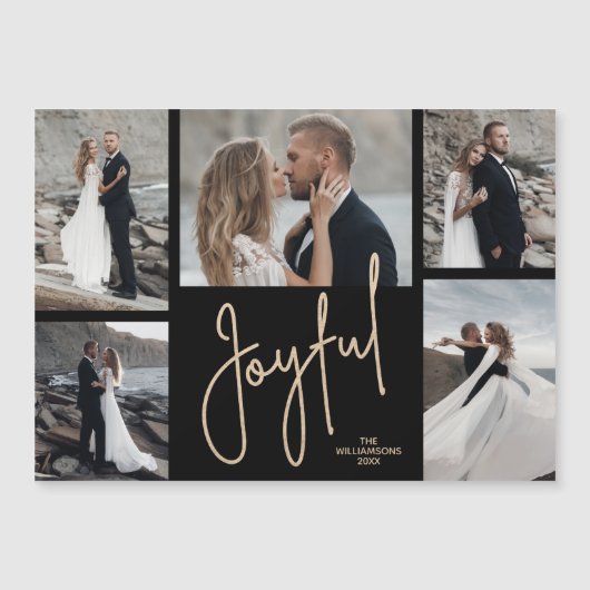 BLIJE Kerstmis Fotocollage Magnetische Kaart Magnetische Uitnodiging (Voorkant)